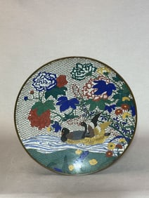 Japanese Cloisonne Charger with Peony Scene