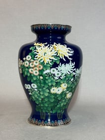 Japanese Cloisonne Vase of Floral Motif by Ando Jubei