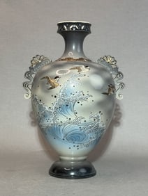 Japanese Kyoto Satsuma Vase, Meiji Period