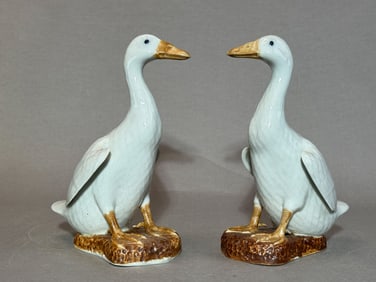 Pair Chinese Export Porcelain Ducks