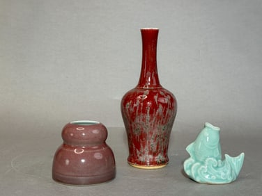 Three Chinese Monochrome Porcelain Vases