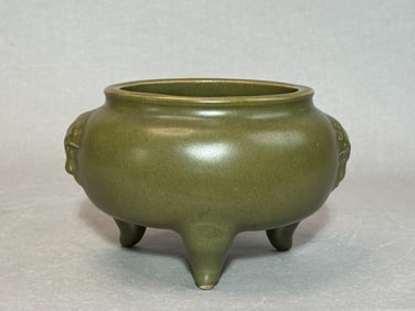 Chinese Tea Dust Porcelain Tripod Censer