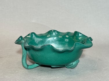 Chinese Yixin Lotus Bowl with Green Glaze
