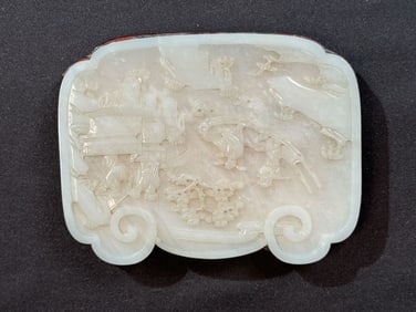 Chinese White Jade Plaque Scholar Scroll Weight