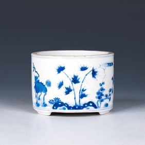 Chinese Blue and White Porcelain Brush Washer
