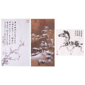 Three Chinese Painings and Print
