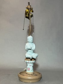 Chinese Dehua Blanc De Chine Boy Lamp, 18th Century