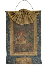 Rare Tibetan Thangka with depiction of the 1st Dalai Lama, 17th/18th Century