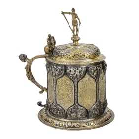 A fine German parcel gilt silver tankard, Augustin Heyne, Breslau, early 17th century