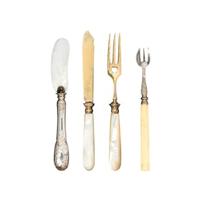 Three sets of silver table articles