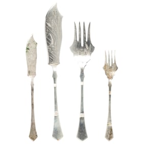 An Austrian/Hungarian 800 standard silver partial flatware fish service