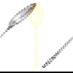 Nine Georg Jensen sterling teaspoons in the 'Acorn' pattern: Nine Georg Jensen sterling teaspoons in the 'Acorn' pattern, 5.75"l, 8.37 troy oz. Provenance: Collection of Julius Lehmann and Alma Schuster, originally of Frankfurt am Main, and thence by descent th