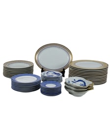 An assembled Mottadeh porcelain dinner service in the 'Blue Dragon' and 'Chinoisie Blue' patterns