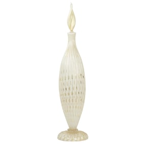 A large Italian Murano blown glass decanter with gold leaf inclusion
