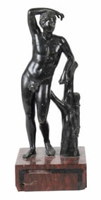 An Italian Neoclassical patinated bronze figure of the Apollini or Medici Apollo