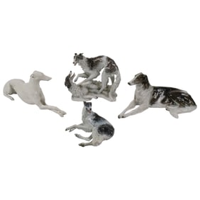Three Rosenthal porcelain Borzoi dogs designed by Fritz Heidenreich or Max Valentin