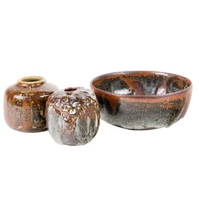 Two Jorgen Mogensen (Denmark, 1927-2004) pottery vase and bowl