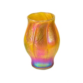 A Tiffany gold favrille glass cabinet vase