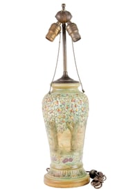 A Weller pottery 'Apple Tree' table lamp