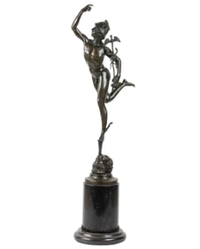 A Grand Tour style patinated bronze figure of Mercury