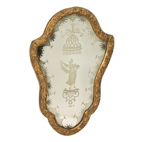 An Italian Rococo style reverse engraved looking glass or mirror circa 1860