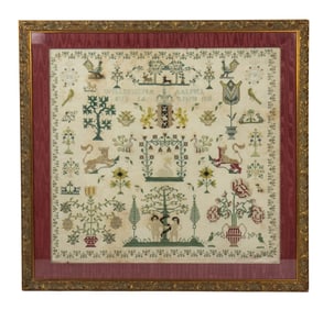 A Dutch needlework pictorial sampler