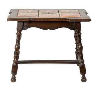 A Spanish Revival tile top table