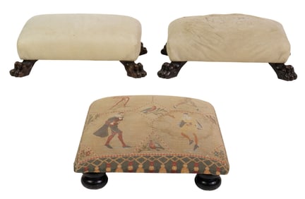 (lot of 3) A pair of Late Victorian footstools circa 1890