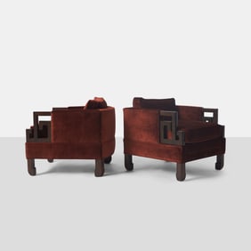 A pair of lounge chairs in the manner of James Mont