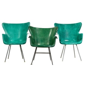 A pair of Luther Conover molded fiberglass lounge chairs with a Luther Conover chair