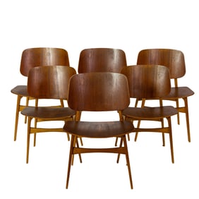A set of six Borge Mogensen Danish Modern dining chairs circa 1960