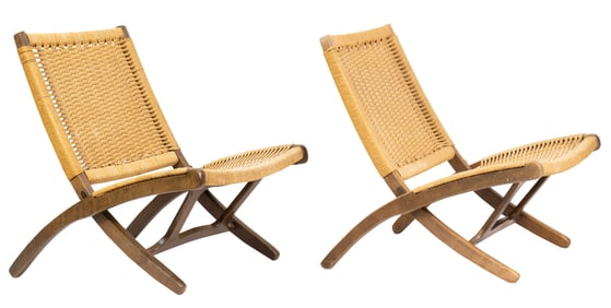 A pair of Hans Wegner style folding chairs