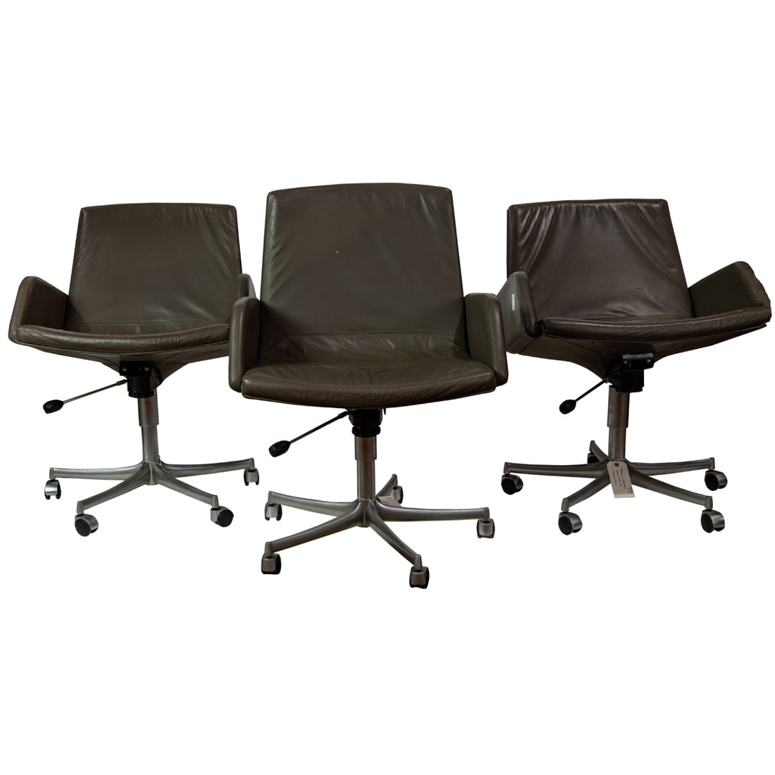 A set of three Preben Fabricius & Jorgen Kastholm for Walter Knoll Office upholstered chairs: A set of three Preben Fabricius & Jorgen Kastholm for Walter Knoll Office upholstered chairs, Denmark, circa 1970's, Walter Knoll label to underside, 34"h x 25.75"w x 26"d