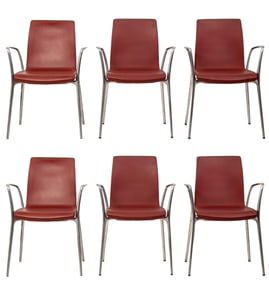 A set of six Jorge Pensi for AKABA ?Gorka? stackable dining chairs, Spain, 1993