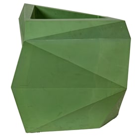 A large Modern Crescent Gardens celadon resin faceted planter or jardiniere
