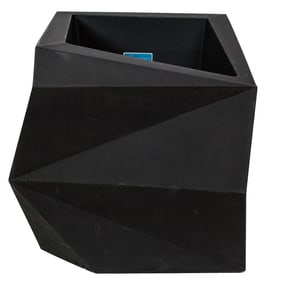 A large Modern Crescent Gardens black resin faceted planter or jardiniere