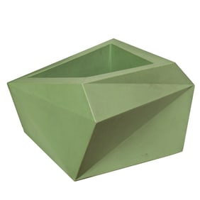 A Modern Crescent Gardens celadon resin faceted planter or jardiniere