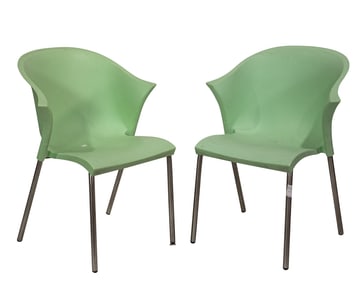 A pair of Marco Maran for Parri & Son polypropylene plastic and chromed metal ?Bla Bla Bla?