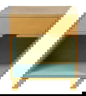 A Modern side table or night stand: A Modern side table or night stand, fitted with one drawer over open shelf, unmarked, 21"h x 18"w x 16"d
