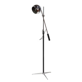 A Modern chromed and black enameled 'Eyeball' cantilevered floor lamp after a design by Robert