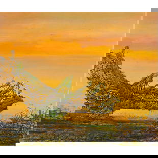 Painting, Juvenal Sanso: Juvenal Sanso (Spanish/Filipino, b. 1929), Untitled (Surreal Landscape), oil on canvas affixed to board, signed lower right, board: 23.75"h x 28.75"w, overall (with frame): 32.75"h x 37.5"w. Provenanc