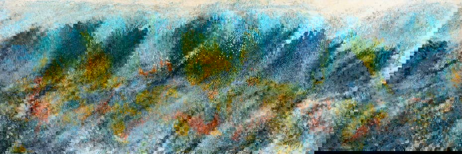 Painting, D. Alex Grant: D. Alex Grant (American, 20th century), Untitled (Spring Colors), 1968, mixed media on board, signed and dated lower right, board (unframed): 24"h x 72"w
