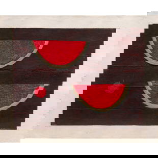 Print, Rufino Tamayo: Rufino Tamayo (Mexican, 1899-1991), "Sandias con Manzana," 1985, mixografia, signed lower right, edition 74/90, published by Taller de Grafica Mexicana, Mexico City, image: 27"h x 34.5"w, sheet: 34"h