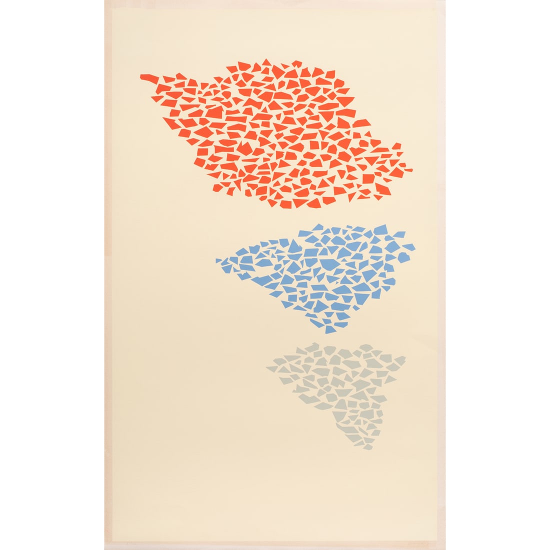 Print, Robert Goodnough: Robert Goodnough (American, 1917-2010), "Red, Blue, and Gray," 1974, screenprint, pencil signed and dated lower right, edition 87/200, sheet (unframed): 40"h x 25"w