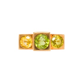A peridot, citrine and 18k gold ring