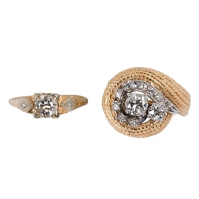 Two diamond and 18k gold rings