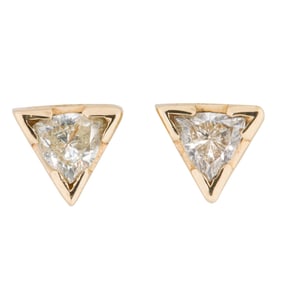 A pair of diamond and 14k gold earrings