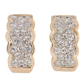 A pair of diamond and 14k gold earrings