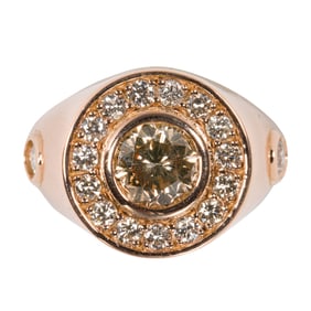 A diamond and 18k rose gold ring