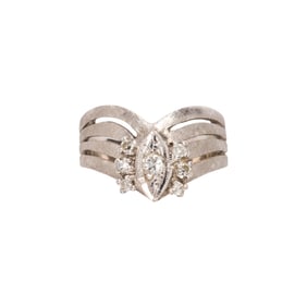 A diamond and 14k white gold ring